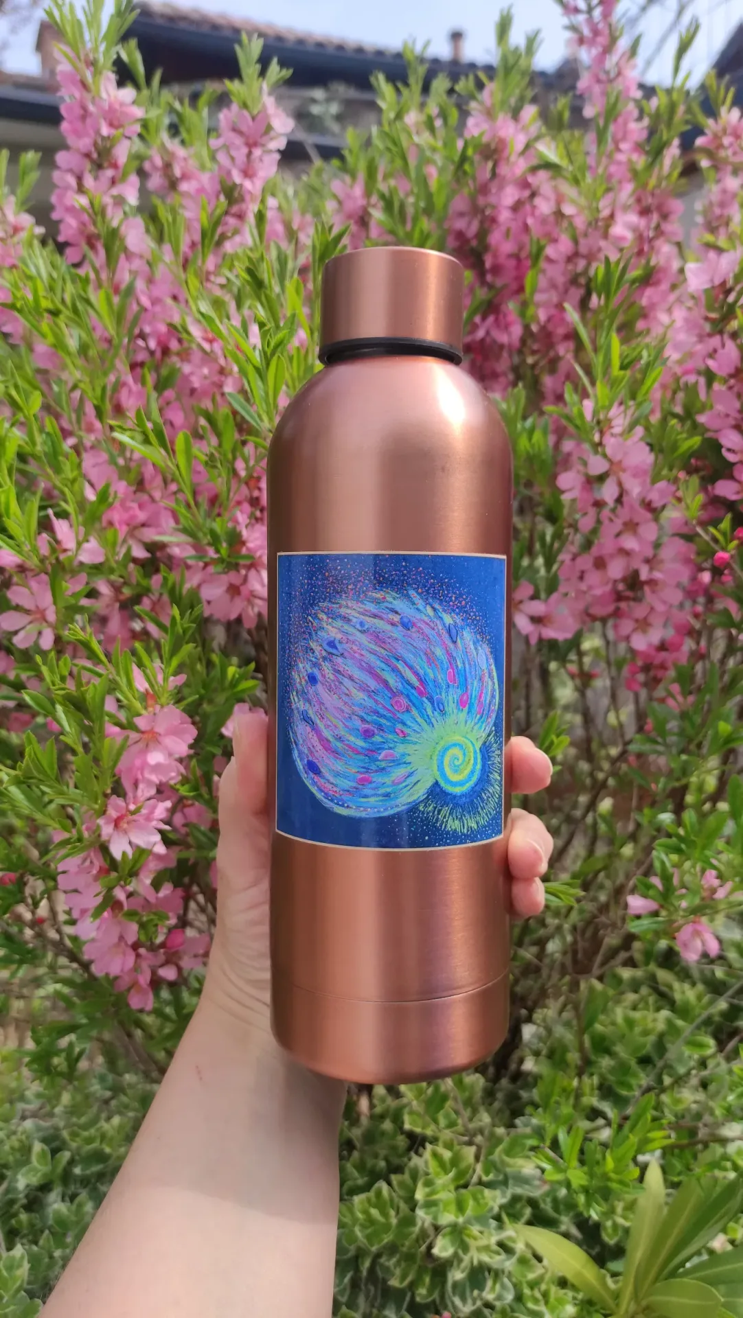 Termoska medená vesmír mandala